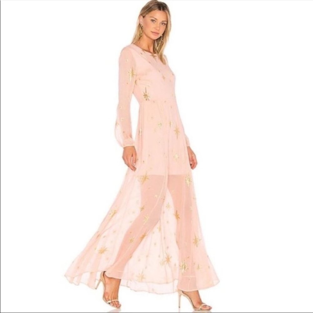 FOR Love &‎ Lemons Pink Gilded  Start Maxi Dress Size Small